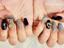 月猫/ハートパーツ黒シルバースカルプ