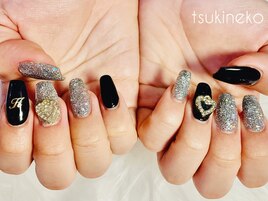 ハートパーツ黒シルバースカルプ