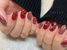 ハートホロ　バレンタインネイル
