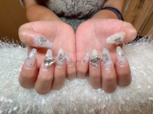 レアネイル 新宿(le'a nail)/乳白キラキラデザイン
