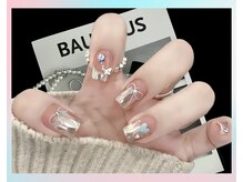 センシー ネイル スタジオ(Sensy Nail Studio)/ミラーフレンチ+持込デザイン