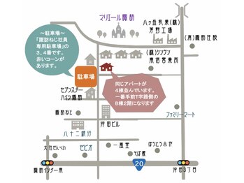 夢花/当店と駐車場の場所です