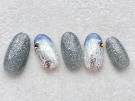 レース×ミラーネイル