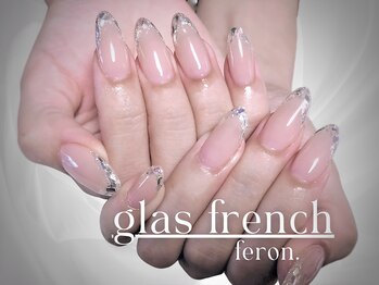 フェロン 小倉店(feron.)/キラキラ☆ガラスフレンチネイル