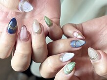 ヌル ネイル 堀江(NURU NAIL HORIE)/カラフル大人ニュアンスネイル☆