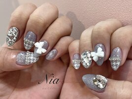 キラキラ千鳥柄ネイル