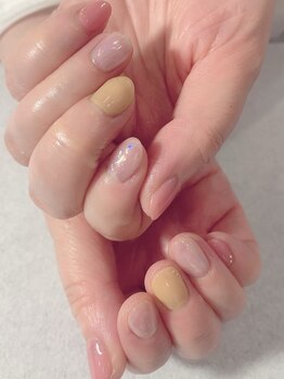 クオーター ネイル(QUARTER nail)/ニュアンスワンカラー×オーロラ