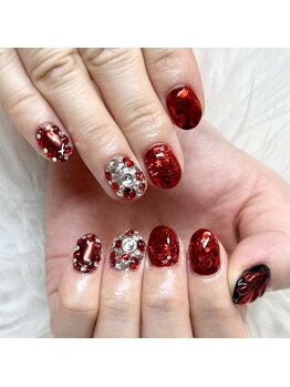 マイオティック ネイル(miotic nail)/ギラギラ赤デザイン