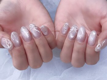 リボン×星 マグネットネイル♪