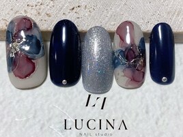 W-82 秋色インクフラワーネイル