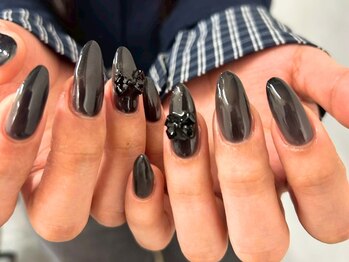 ネリネ 天神(nerine)/ブラック/ワンカラー/リボン