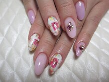 ネイルデザイン シエル(nail design CiEL)/手書きＦｌｏｗｅｒネイル