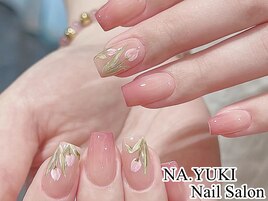 チェックネイル大人フラワー初夏