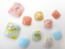 ネイルサロン クイール 小山店(NAIL SALON QUILL)/タイダイ×ワンカラー