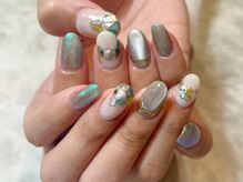 エールネイル(Ailes nail)/シェルタイル×マグネットネイル
