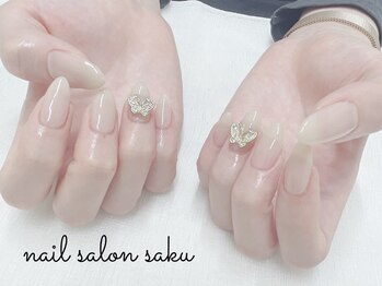 サク(saku)/ワンカラー/蝶パーツ