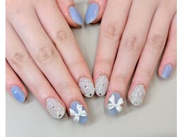 【キュートくすみブルーネイル】