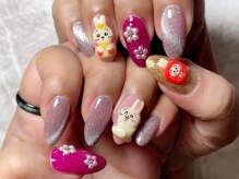 レディグリッター(Lady glitter)/お正月うさぎネイル