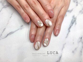 ネイルアトリエルカ(nail atelier LUCA)/W-542　リボンブライダルネイル