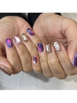 リファインネイル(refinenail)/ミラーレオパードネイル