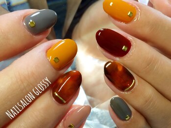ネイルサロン グロッシー(Nail salon glossy)/秋色☆べっ甲ネイル