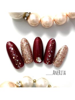 ネイルサロン アンリタ(nail salon AneRita)/ブラッディRED×ブロンズGOLD