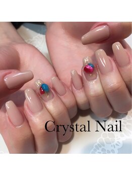 クリスタルネイル ボンベルタ橘店(CRYSTAL NAIL)/ワンカラー×シャワーストーン