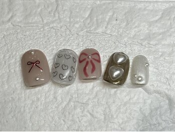 ネイルメゾン 天神店(NAIL MAISON)/ワイヤーリボンボルドー¥12500