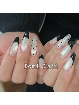 Domi Nail Salon 渋谷店　長さだし/持ち込み/フィルイン/ワンホン/フレンチ×ドット＊