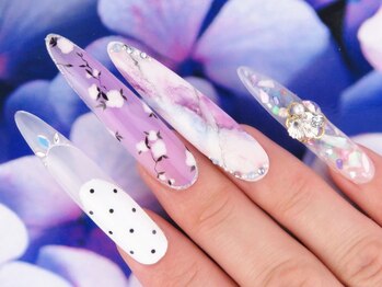 カラーズ 浜松店(colors)/ドット×パープル大理石ネイル♪