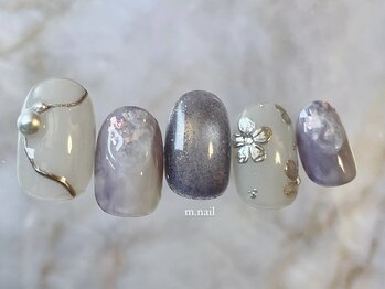 パープル×お花ニュアンス