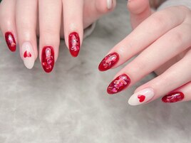 ハート埋め込みネイル