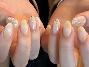 春ネイル/ミモザデザイン