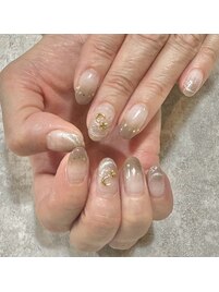 大人ベージュ/グラデーション/星