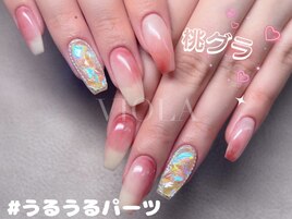 桃ネイル/夏ネイル/埋め尽くし