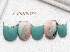 マーブル夏ネイル