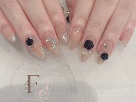 薔薇/ワンホン/キラキラネイル