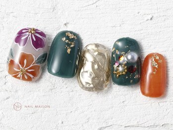 ネイルメゾン 池袋店(NAIL MAISON)/花和柄成人式ブライダル￥9000