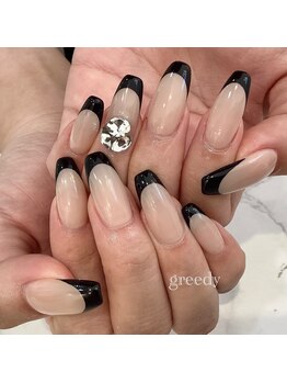 グリーディ(greedy)/黒フレンチネイル