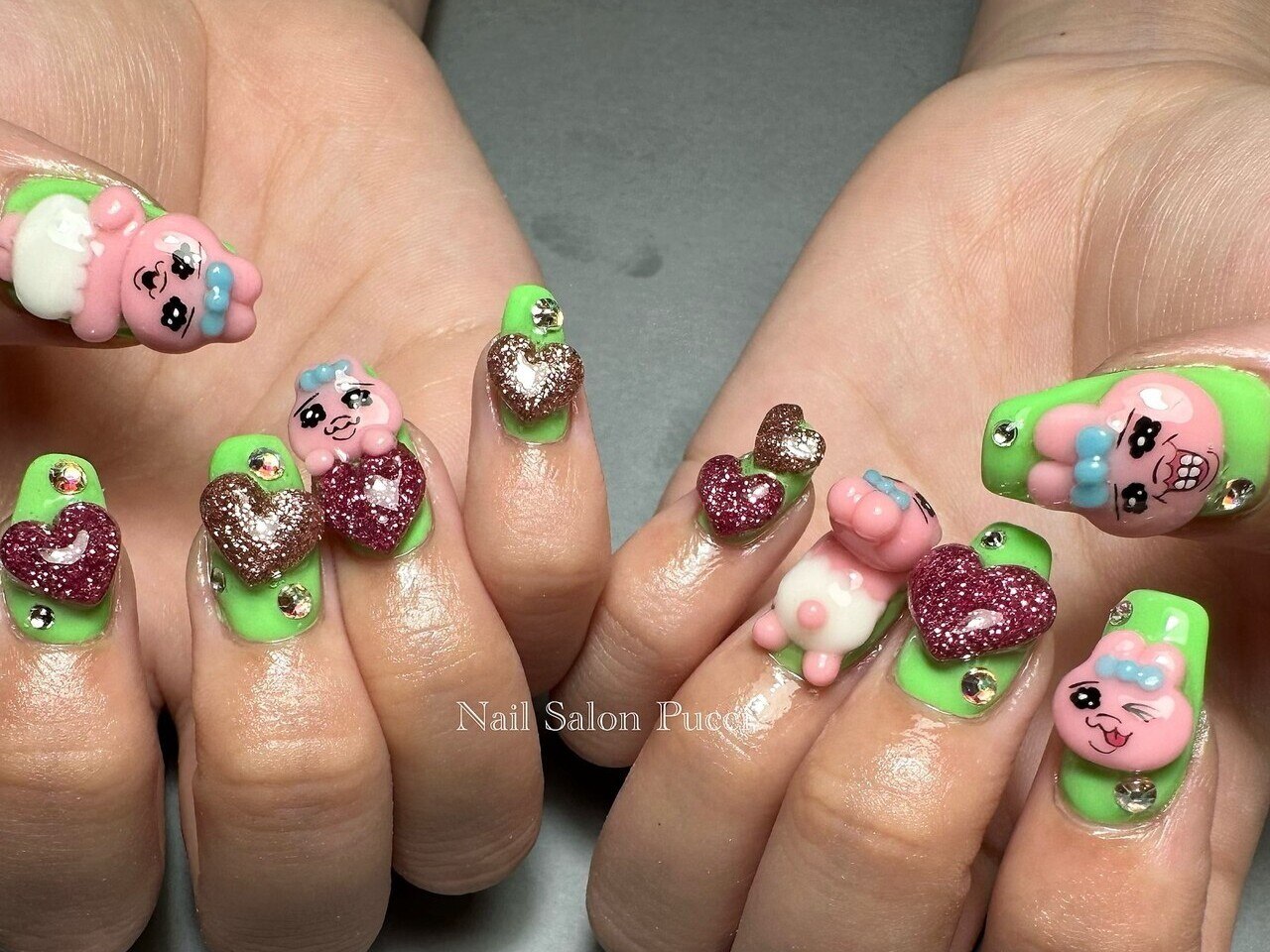 colorful ネイルチップ専門 ページ No571/ジェルネイルチップ☆付け爪〜ネオンカラー(オレンジ×黄緑