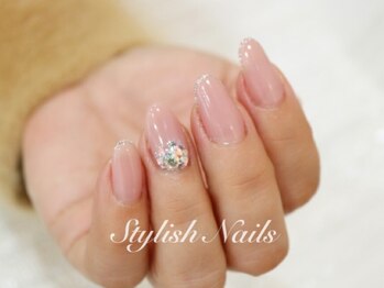 スタイリッシュネイルズ(Stylish Nails)/シアーピンク&ワンポイント
