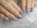 アシメ紫陽花ネイル