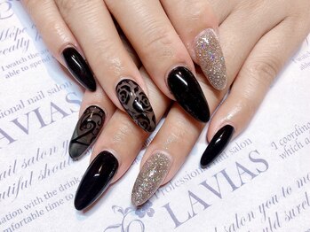 プロフェッショナル ネイルサロン ラヴィアス(LAVIAS)/スカルプ☆ワンカラ-＋アート2本