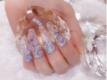 ネイルブラックシー デコ電ショップ クリスタルシー(BLACK SEA Shop Crystal Sea)/梅雨ネイル