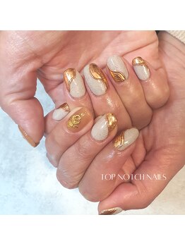 トップノッチネイルズ(TOP NOTCH NAILS)/ブロンズミラー×砂ジェル