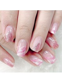 タイダイ大理石柄ネイル　さざ波
