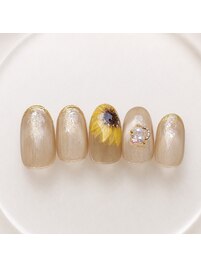 夏ネイル/向日葵