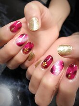 レディグリッター(Lady glitter)/ピンクべっ甲ネイル