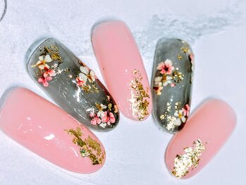 チェリーズネイル(Cherrys Nail)/春 押し花 大人ネイル
