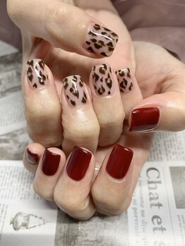 ココロネイル 半田山店(Cocolo nail)/ボルドー×レオパード